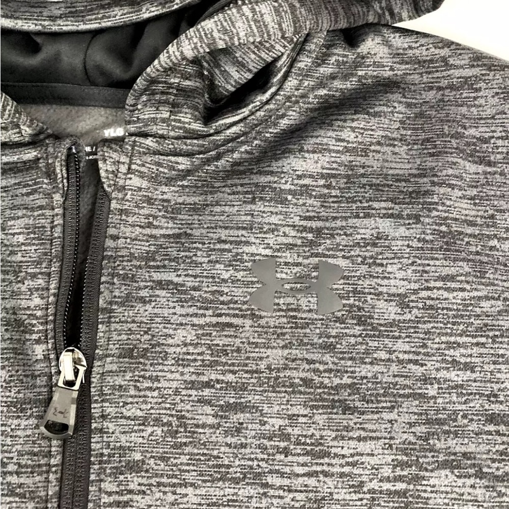Boys Under Armour Full Zip Hoodie Jacket Sz YLG Loose Gray Coldgear - Picture 2 of 5